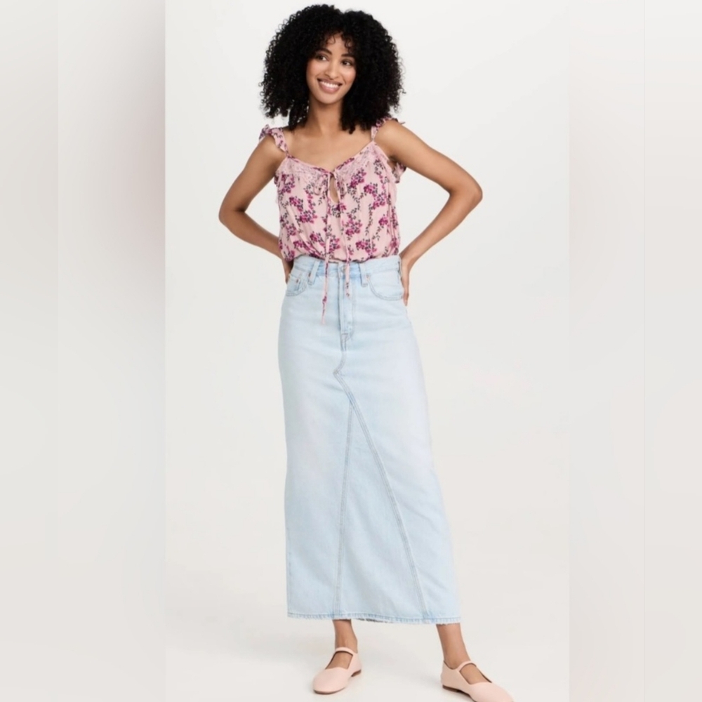 Free People Intimately "Take It Away" Pink Floral Ruffled Tie Front Bodysuit - Picture 3 of 14